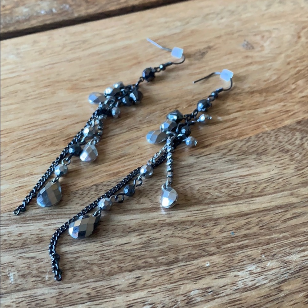 Express chandelier gray and silver earrings